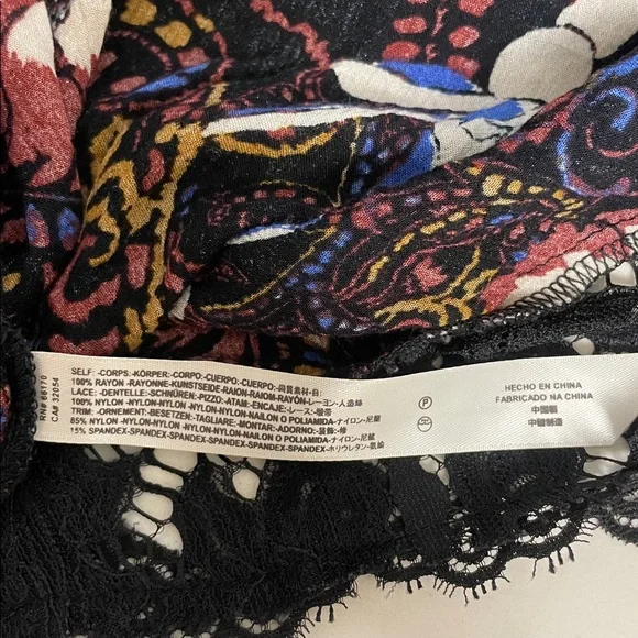 Womens Free People Who's Sorry Now Printed Lace Shift Slip Dress Black - Picture 9 of 11